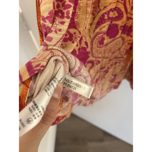 Tommy Bahama Orange Magenta Ombré Paisley V Neck Sleeveless Swing Dress XS - Picture 5 of 8